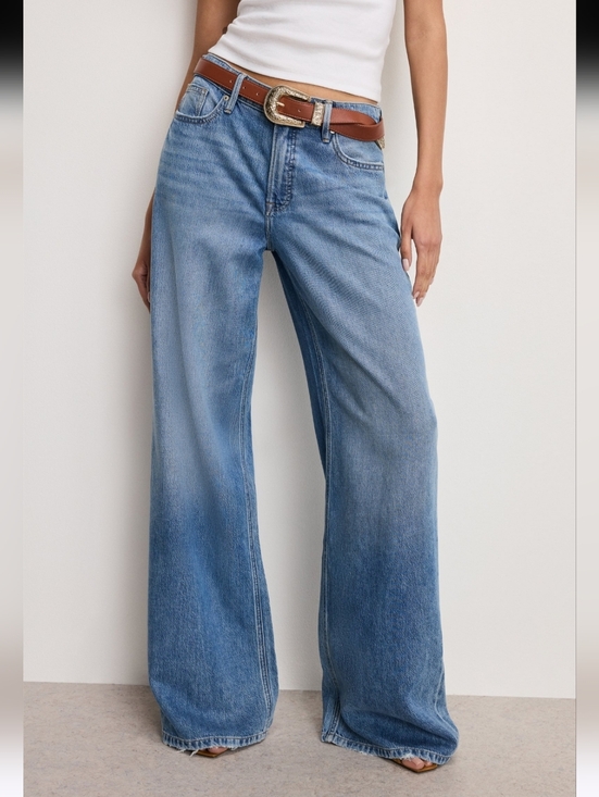 Good American Denim - Good American Weightless Good Ease Jeans 27 Wide Leg Mid Rise Indigo961 NWT $174